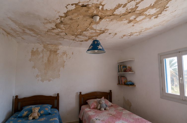 Traces d'eau dans la chambre des enfants